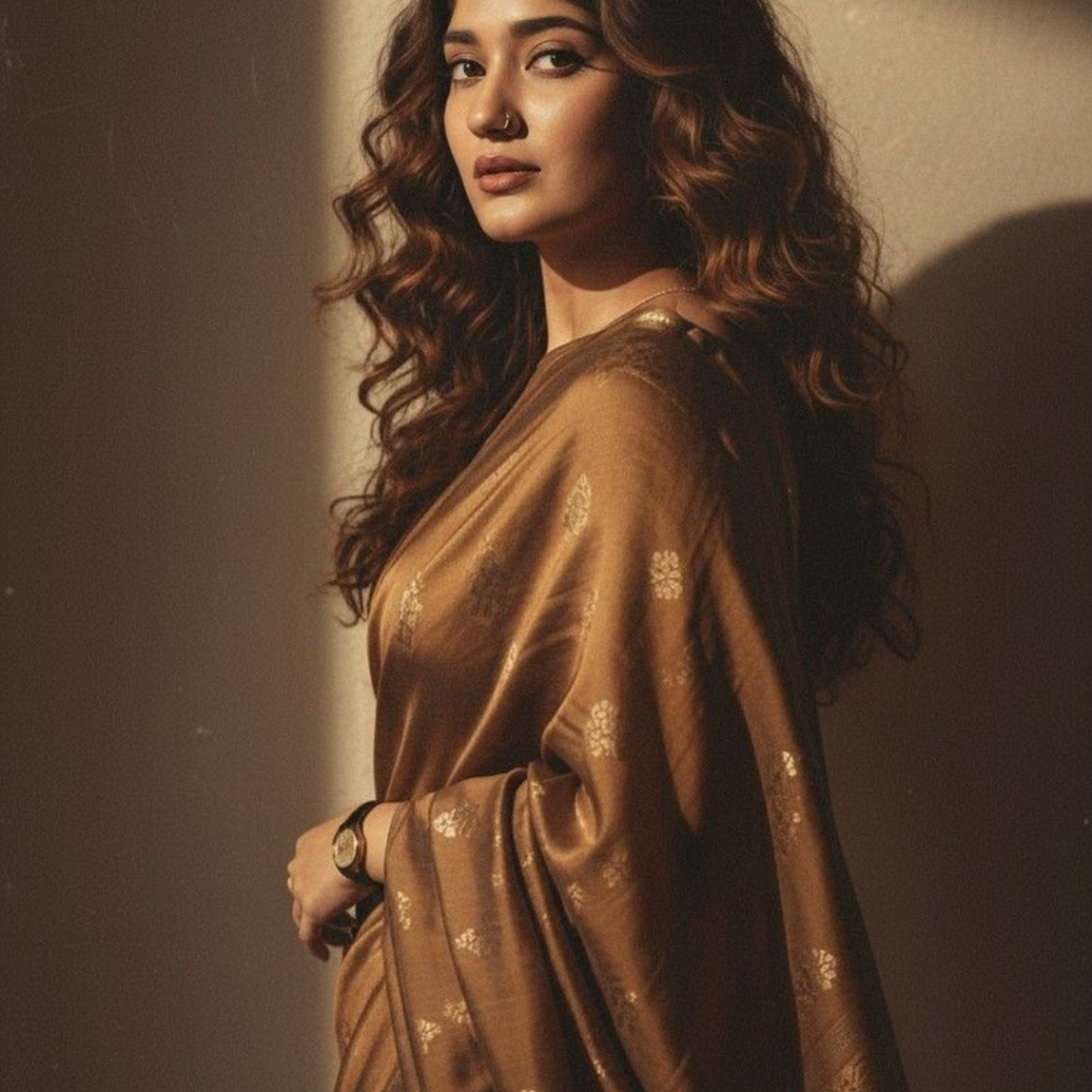Brown-Saree
